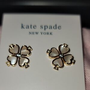 Kate Spade Gold and Cream Heart Earrings